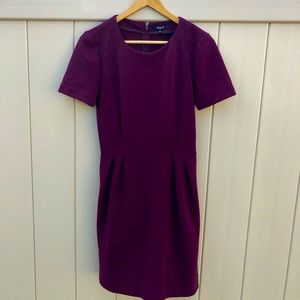 MADEWELL Gallerist Ponte Knit Ribbed Plum Dress